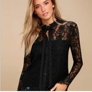 Lulus Long Sleeve Lace Button up Top